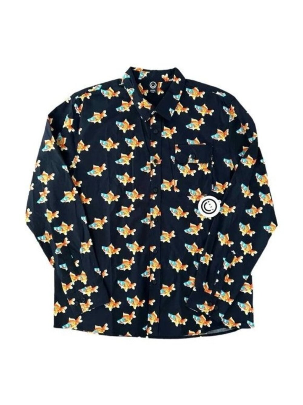 NWT Neff Goldfish Koi Long Sleeve Button Down Shirt Men Athleisure Novelty Sz M